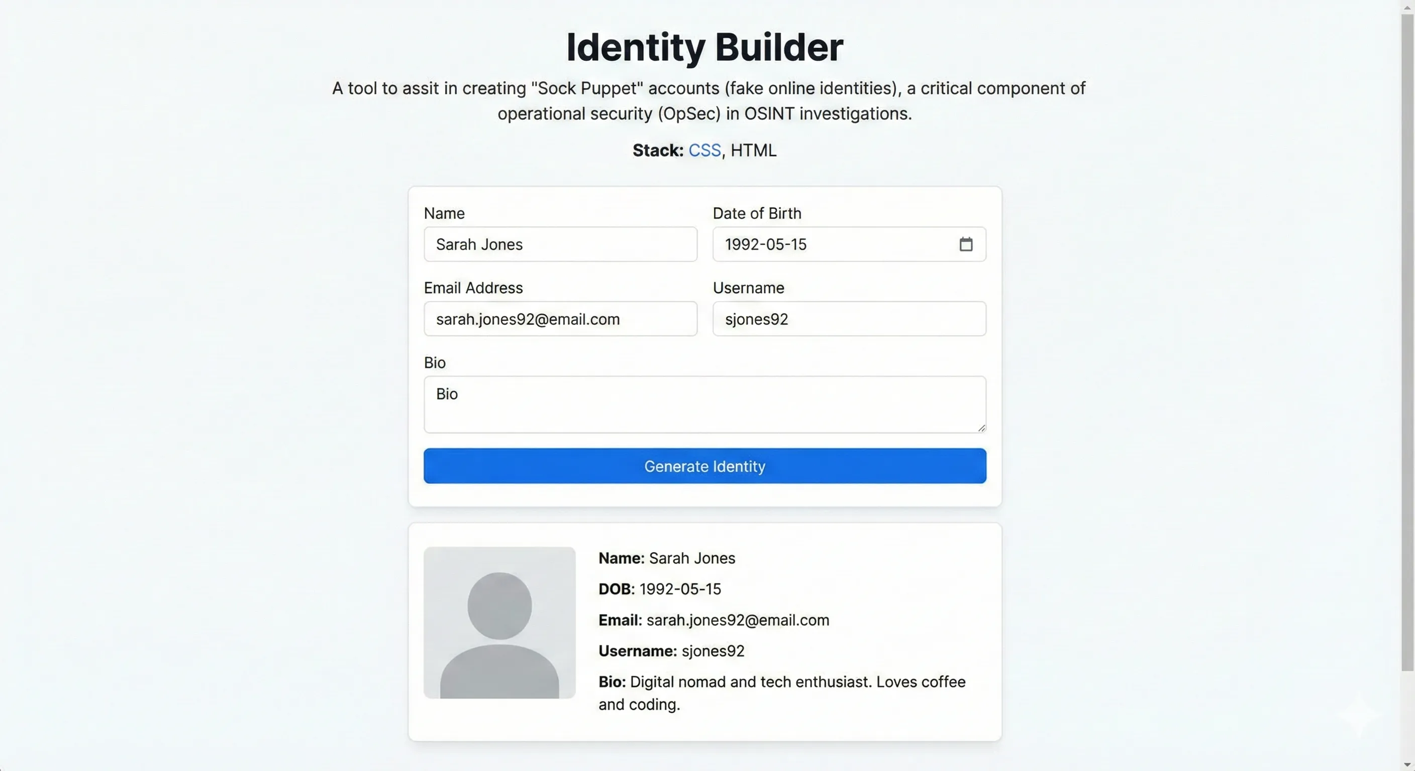Identity Builder preview